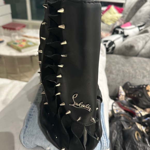 Christian Louboutin Black Leather Suede Spiked Tote - Rare Collection - Picture 7 of 7